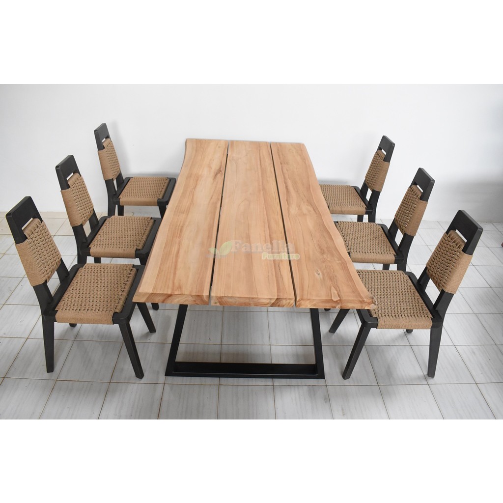 Black Restaurant Rope Chair Set Collection (2)