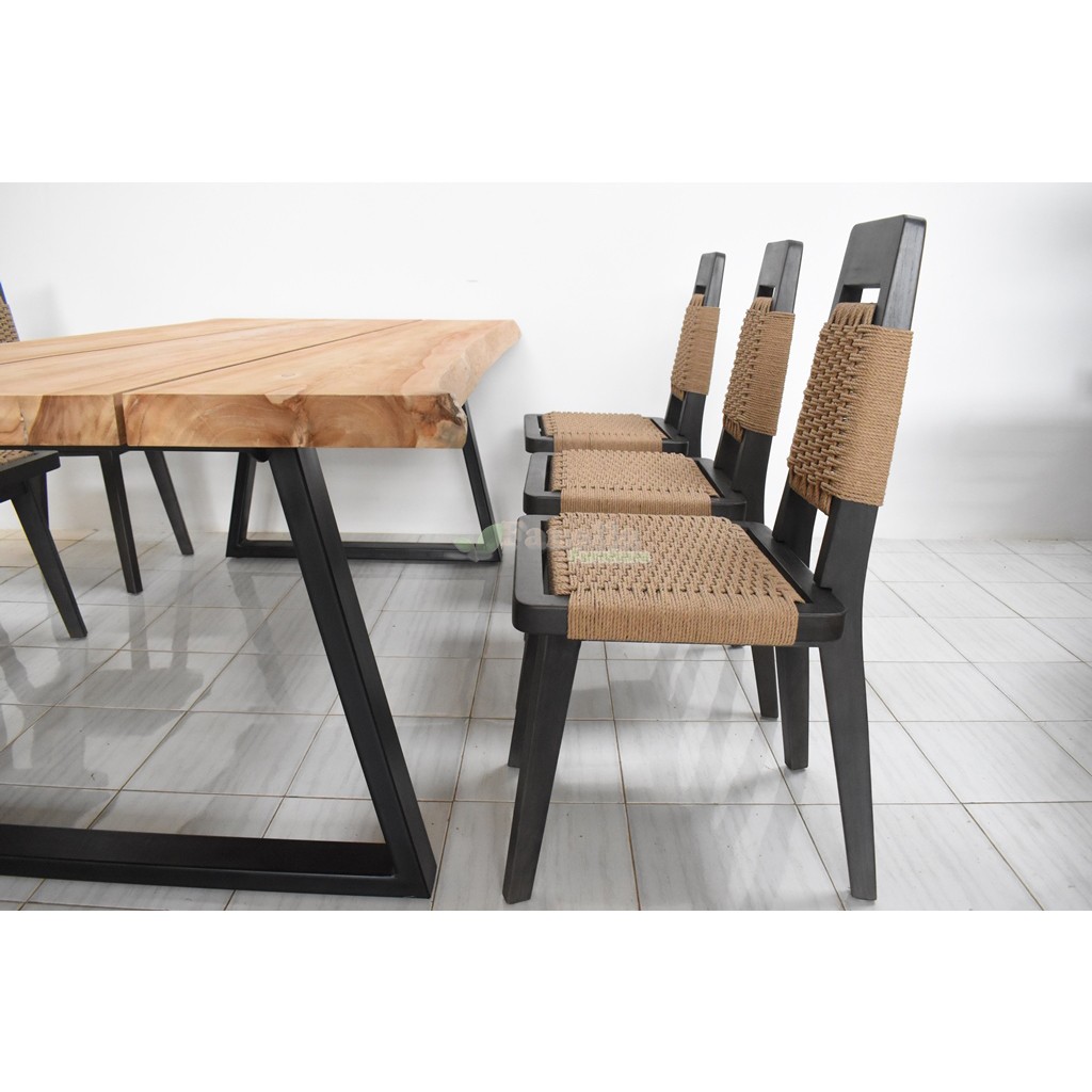 Black Restaurant Rope Chair Set Collection (4)
