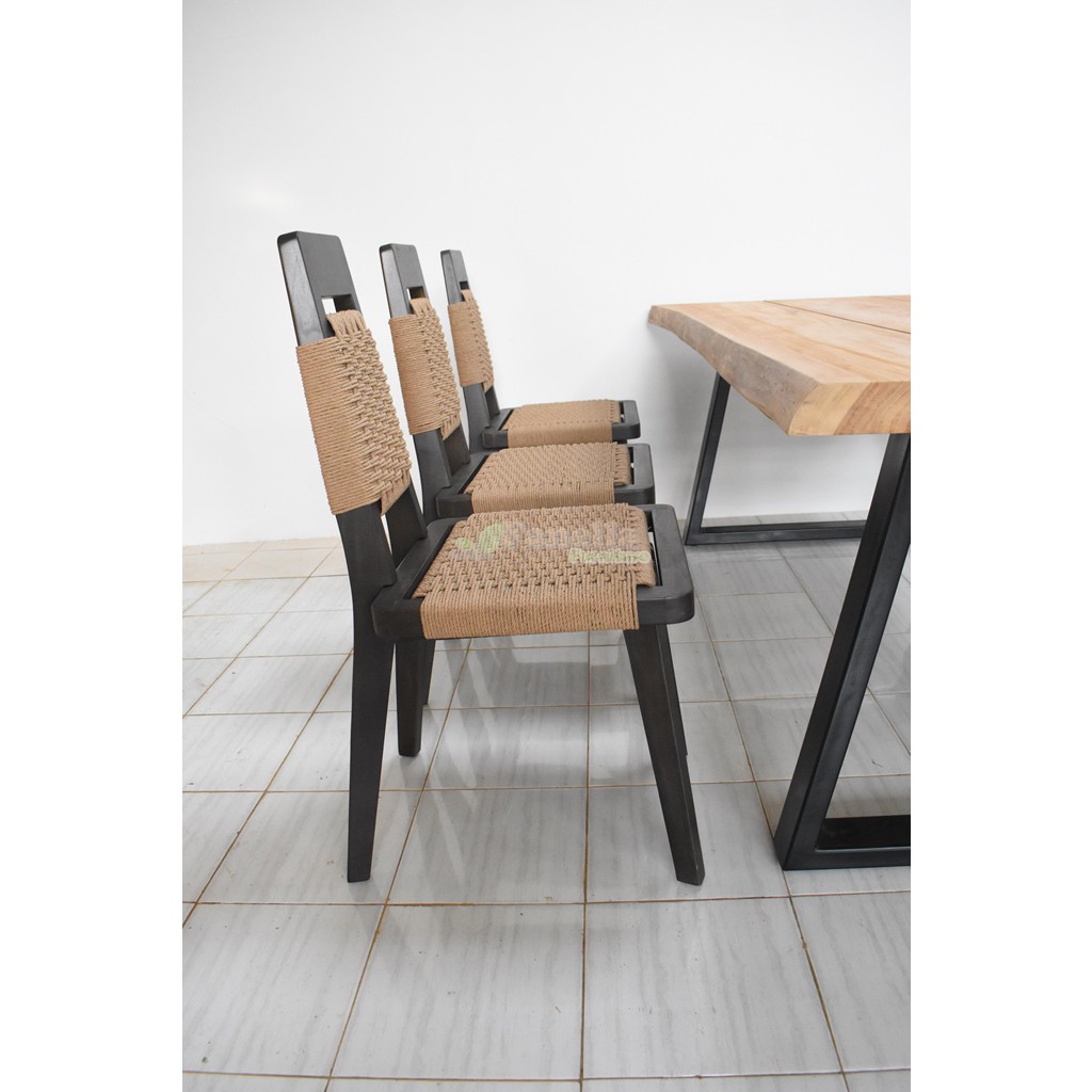 Black Restaurant Rope Chair Set Collection (5)