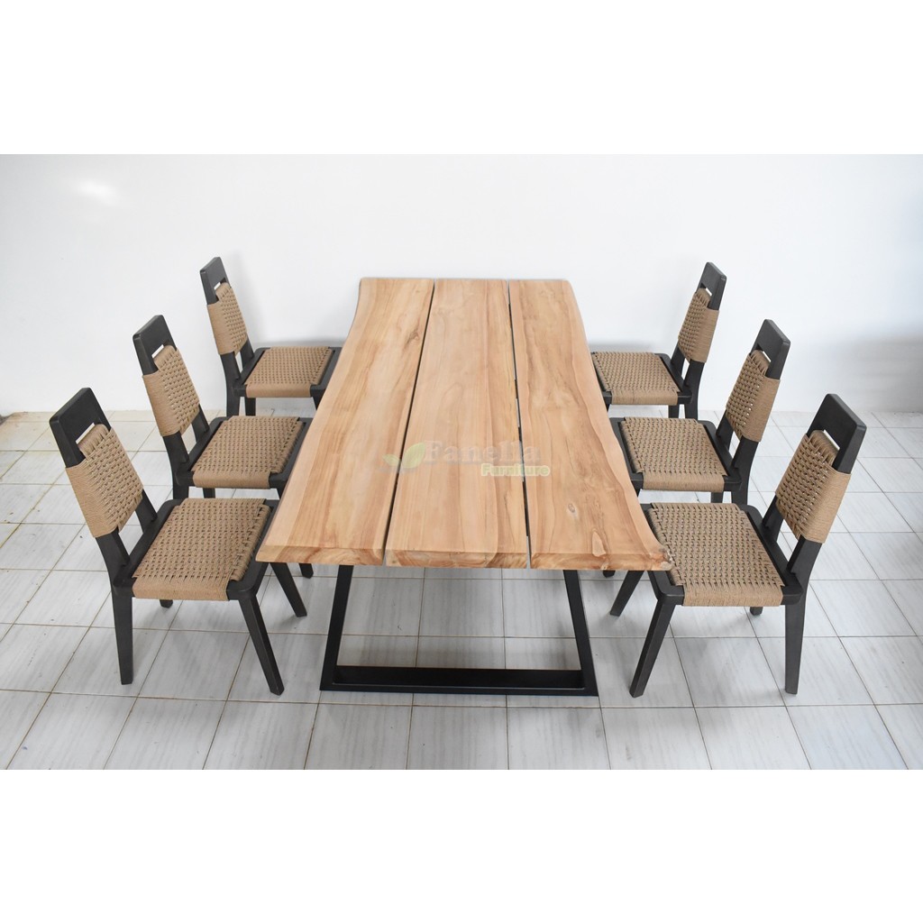 Black Restaurant Rope Chair Set Collection (6)