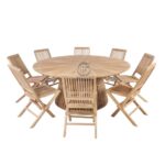 Garden set with round table (180 cm) and 8 teak chairs