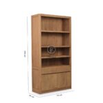 Natural Teak Wood Bookcase With Storage - Image 4