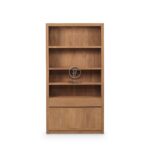 Natural Teak Wood Bookcase With Storage - Image 2