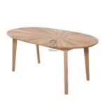 Oval solid teak garden furniture set with 6 folding chairs - Image 3