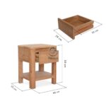 Solid Teak Bedside Table With One Drawer - Image 8